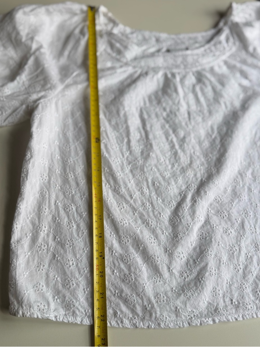 SOHO White Eyelet Puff-Sleeve Women's Top Size L 100% cotton - Picture 10 of 12